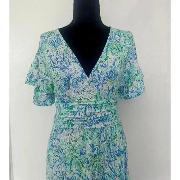 Lilly Pulitzer Juliet Ruffle Midi Dress in Surf Blue Soleil It On Me size Small - Picture 6 of 11